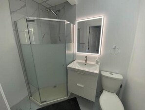 Secador de cabelo, toalhas de banho, sabonete, papel higiênico