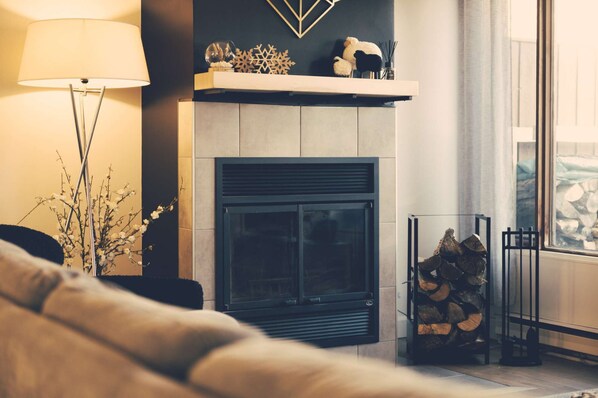 TV, fireplace, stereo