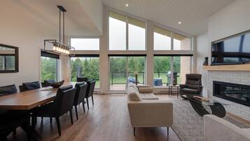 Télévision, cheminée, chaßne hi-fi