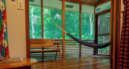 Private forest view cabin w/AC, 2 beds-restaurant and car rental on site.