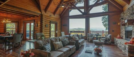 Smart TV, fireplace, video games, foosball