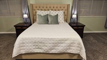 1 bedroom, desk, iron/ironing board, travel crib