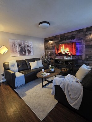 TV, fireplace