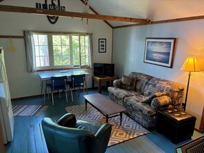 Fernseher, Kamin, DVD-Player, Bücher