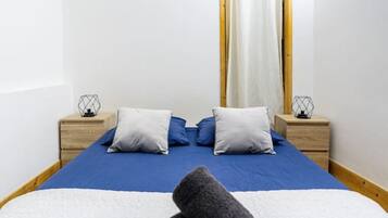 1 bedroom, desk, iron/ironing board, travel cot