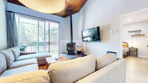 TV, fireplace, computer monitors