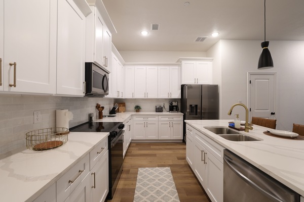 Frigorífico, microondas, horno y placa de cocina