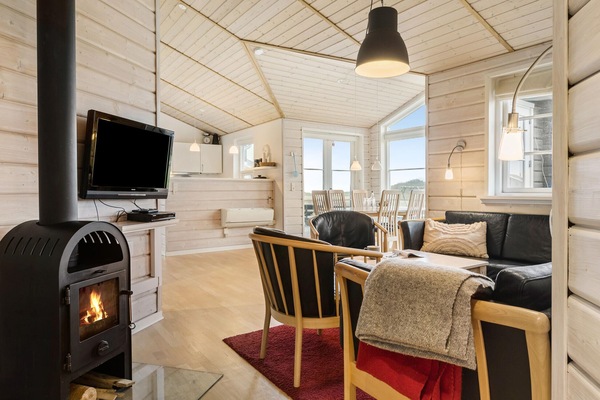 Una televisión, una chimenea