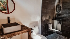 Classic Cabin, Private Bathroom, Mountain View | Bathroom | Separate tub and shower, towels, soap, shampoo