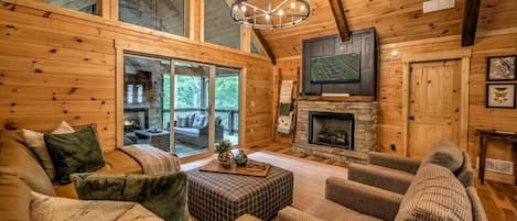 Smart TV, chimenea y impresora