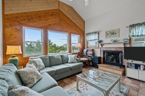 Télévision, lecteur de DVD, livres, chaîne hi-fi