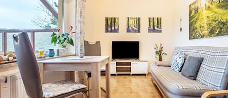 Tv och ett bordtennisbord