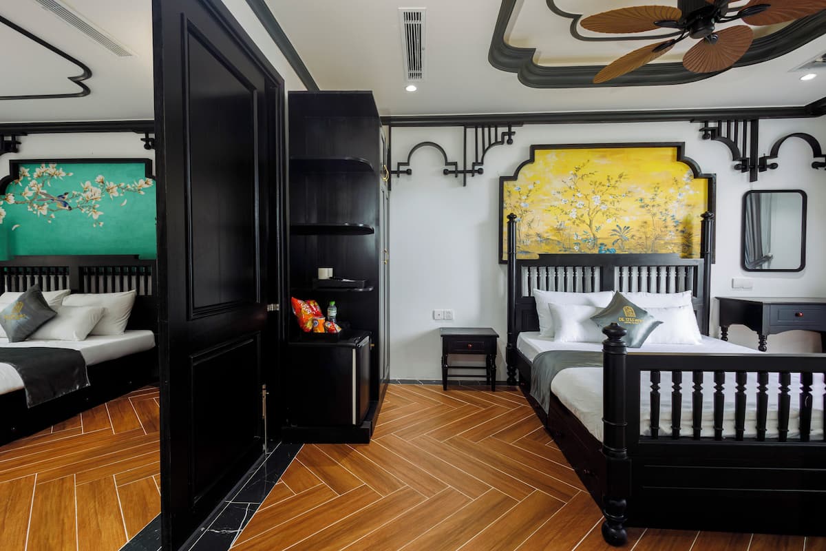 Family Quadruple Room, 2 Double Beds, Ocean View | Minibar, desk, free WiFi, bed sheets