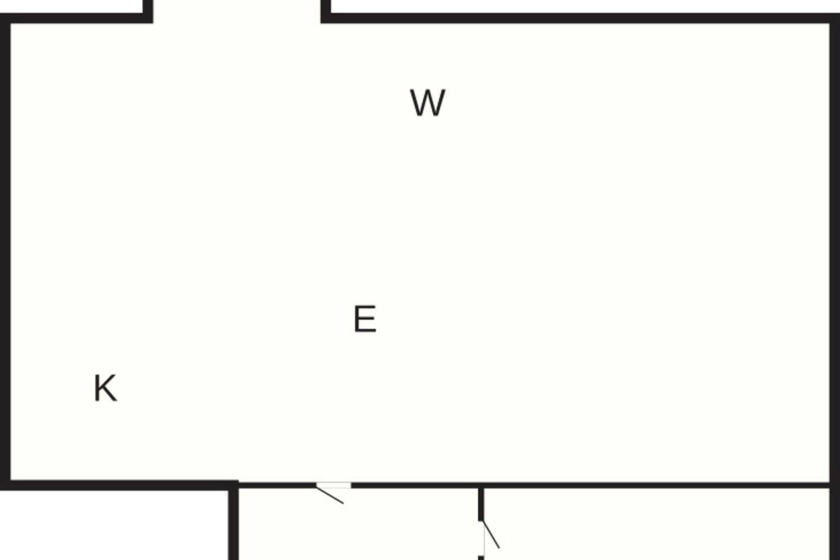 A floor plan with labeled rooms W, E, K, F, and B.