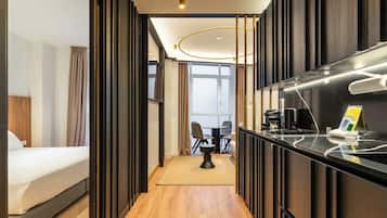 One-Bedroom Apartment with Sofa Bed | Private kitchen | Fridge, microwave, oven, stovetop
