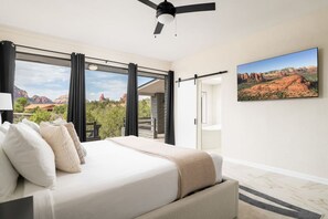 3 bedrooms, desk, iron/ironing board, travel cot