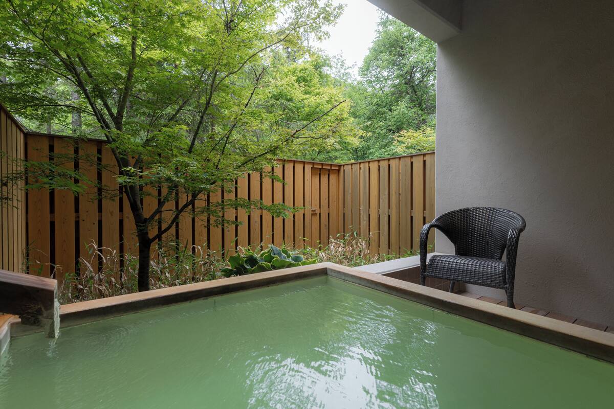 Japanese Western-Style Room with Open-Air Bathroom, Non Smoking | Down duvets, in-room safe, blackout curtains, free WiFi