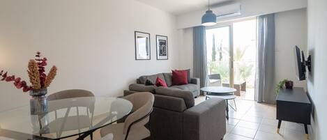 Luxury Apartment, Pool View | 2 bedrooms, in-room safe, blackout curtains, iron/ironing board
