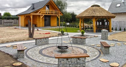 A Wooden, Eco-friendly House by the Goszcza Lake. Living Room, 2 Bedrooms