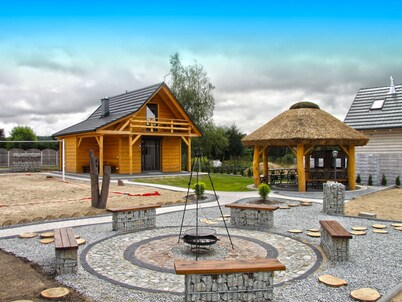 A Wooden, Eco-friendly House by the Goszcza Lake. Living Room, 2 Bedrooms
