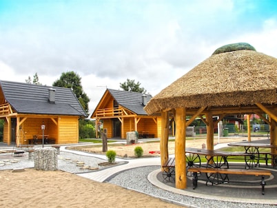 A Wooden, Eco-friendly House by the Goszcza Lake. Living Room, 2 Bedrooms