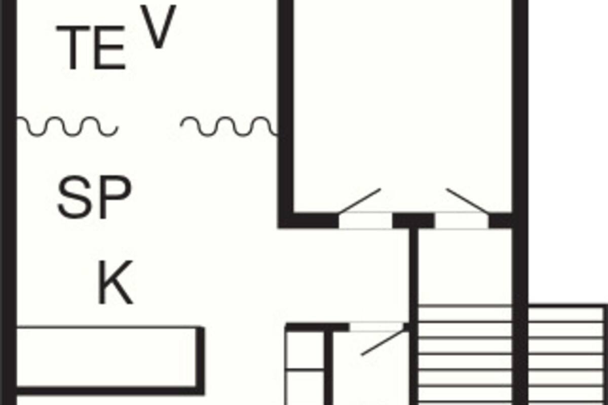 A floor plan with labeled rooms: TE, V, SP, K, B, and O.