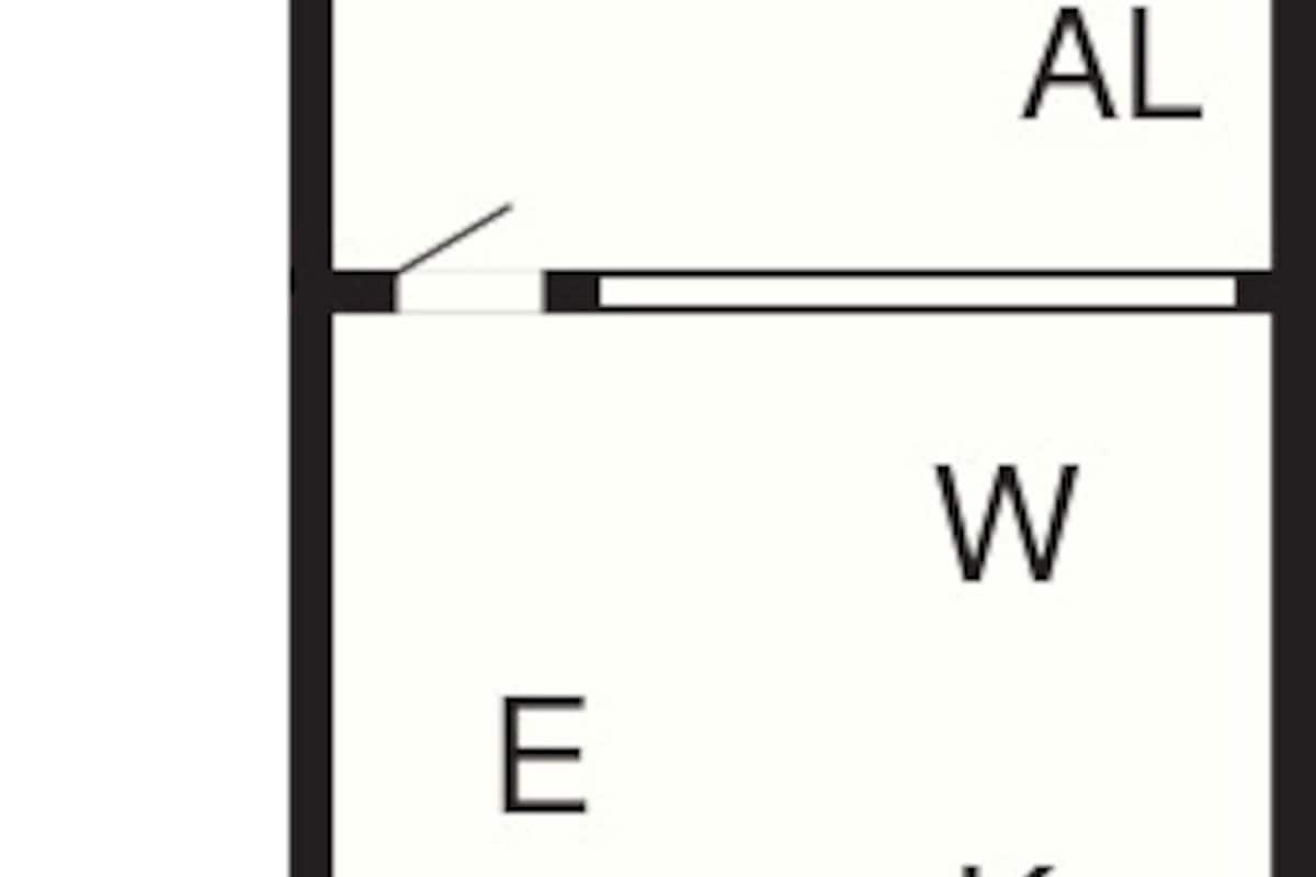 Ein Grundriss mit beschrifteten Räumen: AL, W, E, K, B und ZZ.