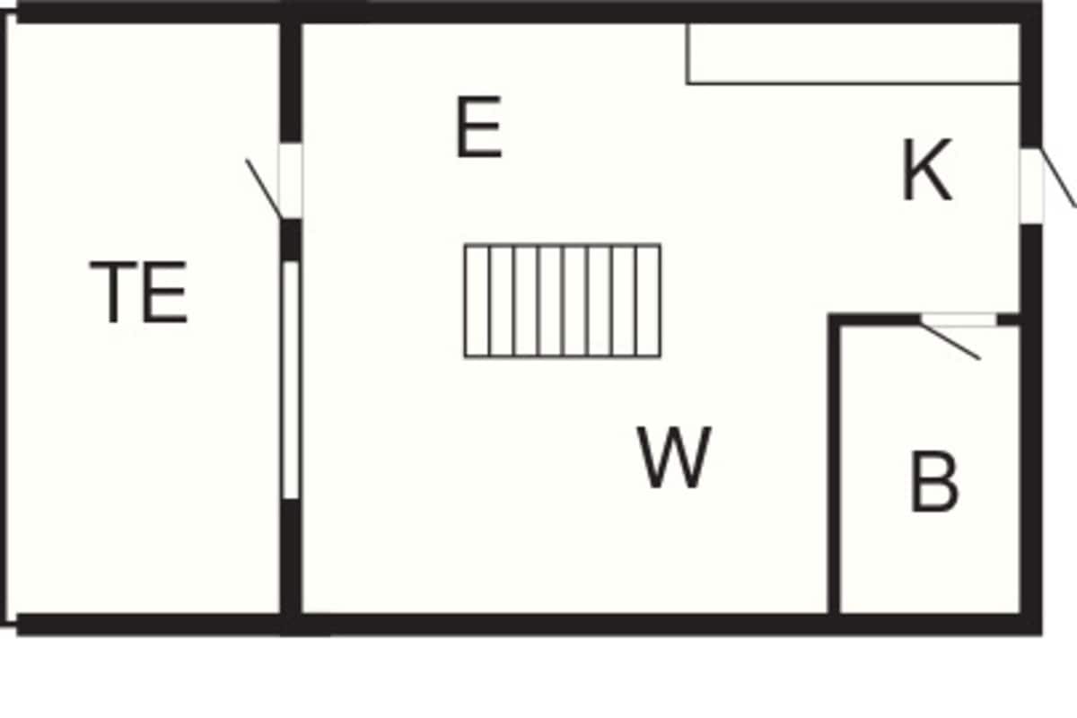 A floor plan with labeled rooms TE, E, W, K, B, and Z.