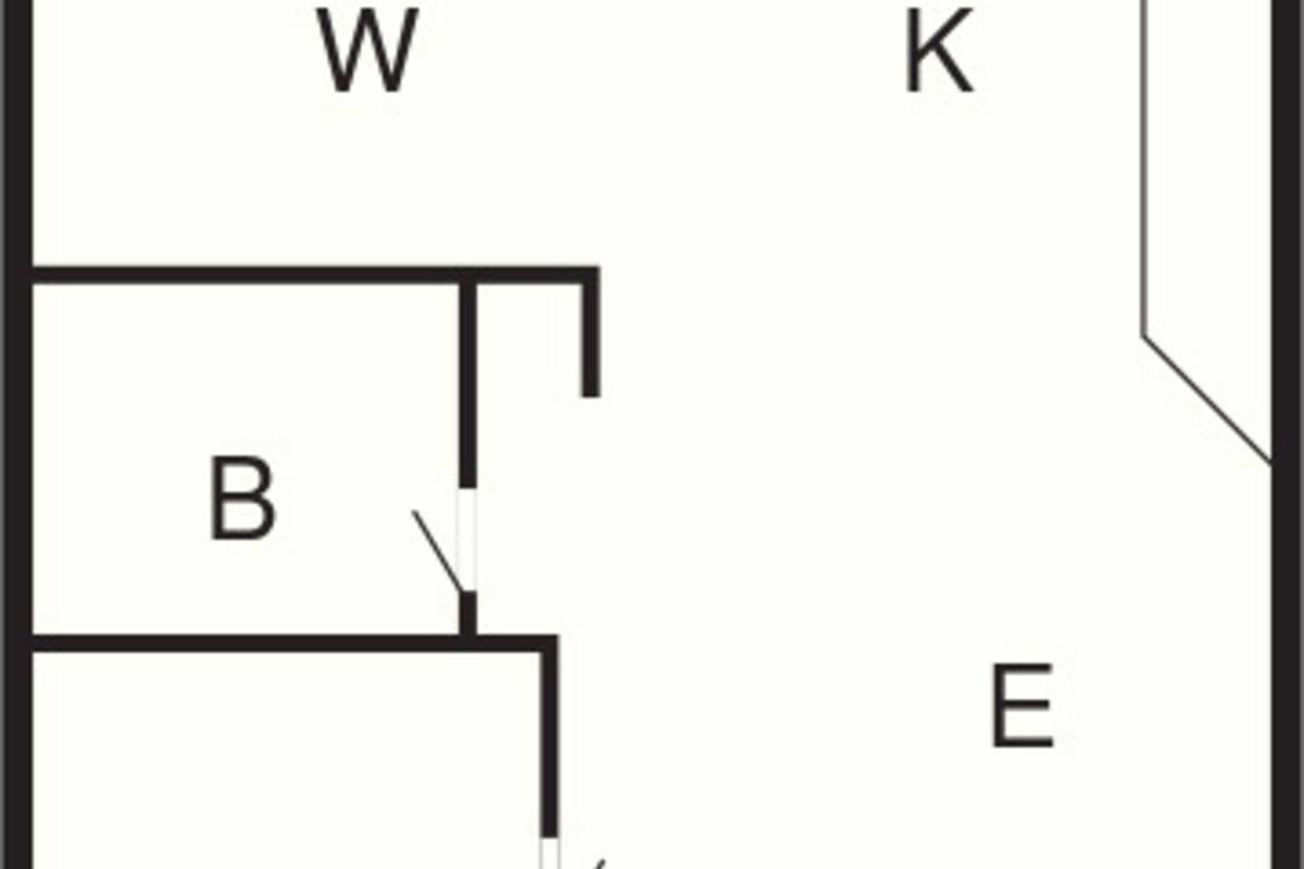 Un plan d’étage indiquant les pièces W, K, B, E et Z.