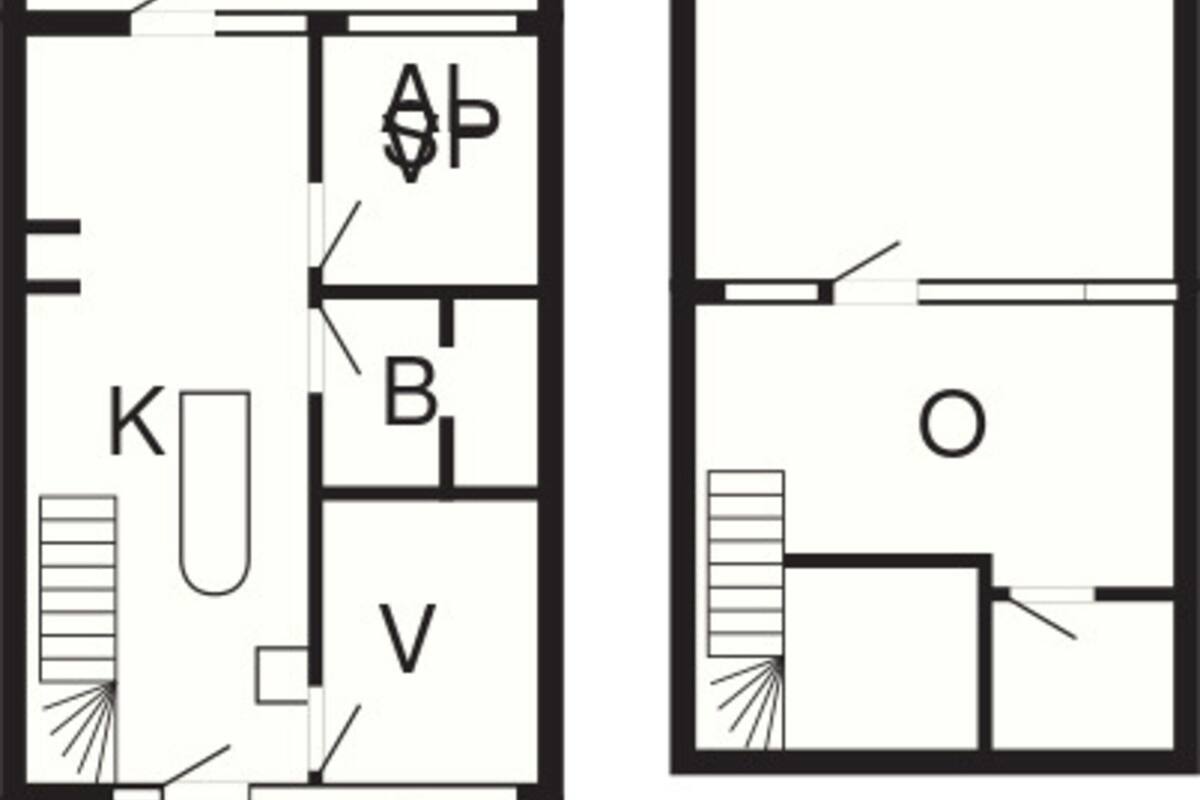 A floor plan with labeled rooms including TE, AB, B, V, K, 1., and ST.