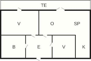 Klassiek huis, 2 slaapkamers | Grondplan