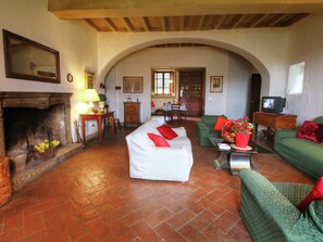 Hus – deluxe, 2 soverom | Oppholdsrom | Peis