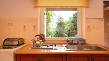 Fridge, electric kettle