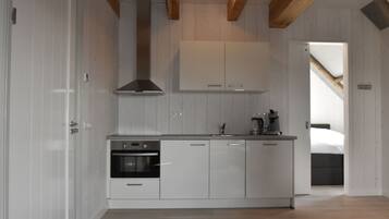 Klassiek appartement, 1 slaapkamer | Privékeuken | Een koelkast, een magnetron, een vaatwasser