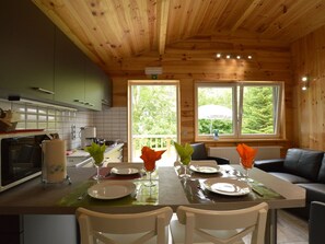 Classic Chalet, 2 Bedrooms | Private kitchen | Coffee/tea maker, fridge, microwave, toaster - Scenic Chalet in Vieuxville With Terrace (Ferrieres)