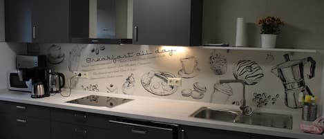 Luxury Apartment, 2 Bedrooms | Private kitchen | Fridge, microwave, oven, dishwasher