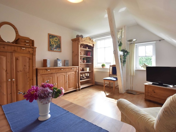 Classic Apartment, 3 Bedrooms | Living room | DVD player - Landhauswohnung in Kroepelin mit Grossem Garten (Kroepelin)