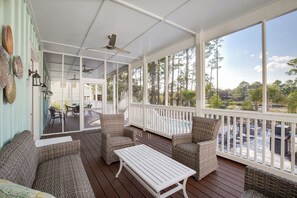 Terrace/patio - New Rental! Golf Cart Included, Pool, 30A, Bike, EV Charger (Santa Rosa Beach)