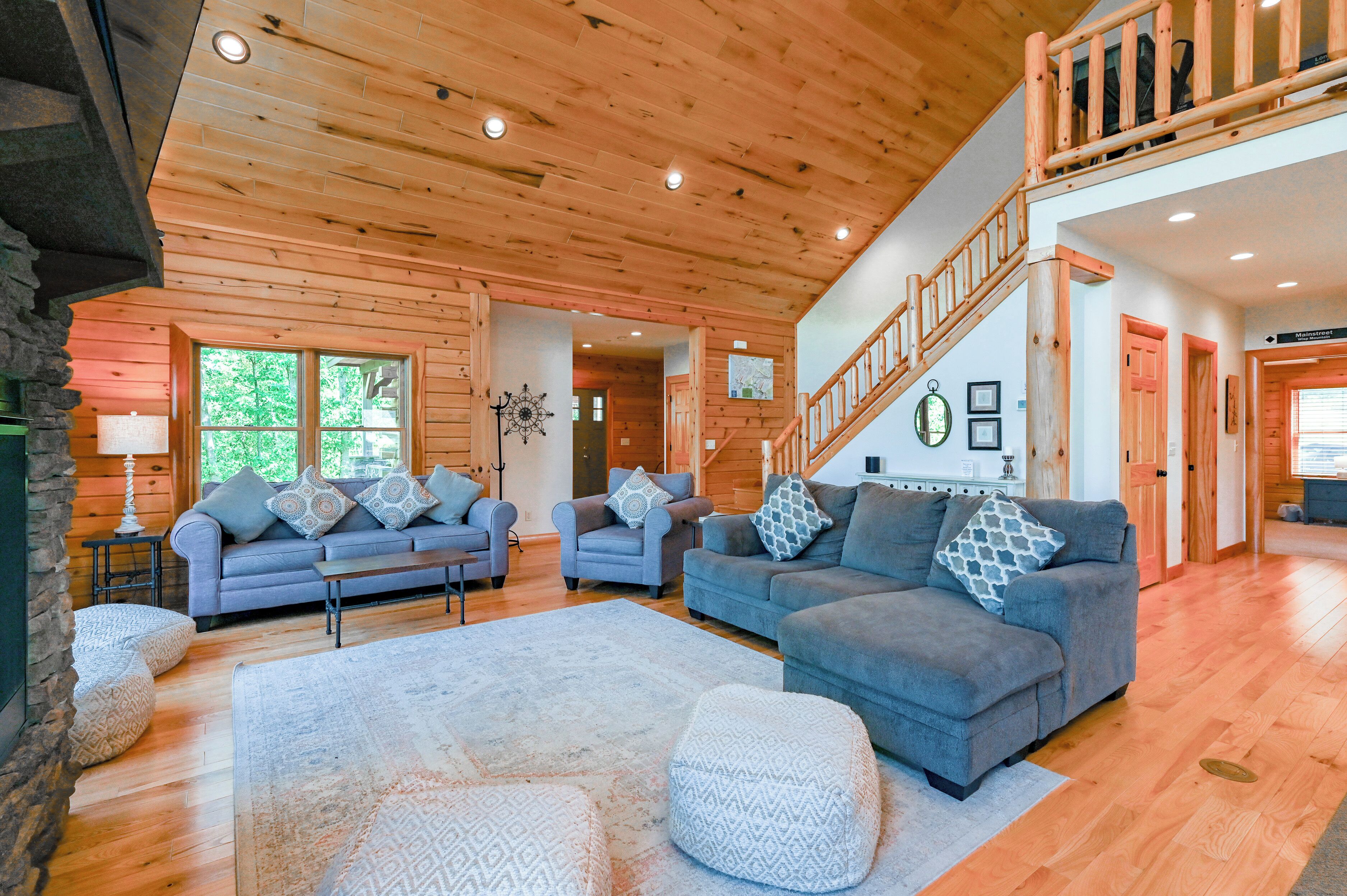 Smart TV, fireplace, DVD player, foosball