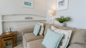 TV, fireplace, books