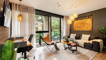 Apartamento, 1 habitación | 2 dormitorios, edredones de plumas, colchones con acolchado adicional