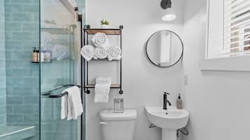 Ducha, secador de pelo y toallas