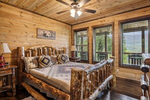 2 bedrooms, iron/ironing board, free WiFi, bed sheets - Peace and Serenity Lodge: Cabin w/ Hot Tub, Games & Mountain Views in Cobbly Knob (Gatlinburg)