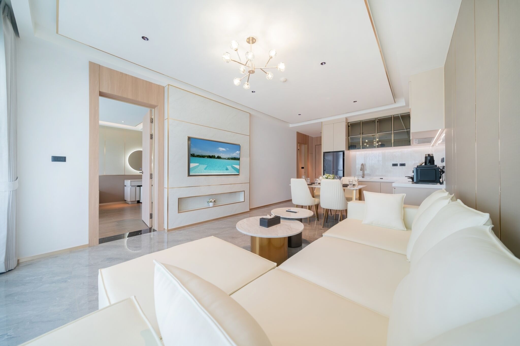 Premium Suite, 2 Bedrooms, Balcony, Sea View | Living area | 55-inch Smart TV with digital channels
