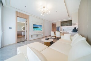 Premium Suite, 2 Bedrooms, Balcony, Sea View | Living area | 55-inch Smart TV with digital channels - Chalong Marina Bay View Phuket (Rawai)