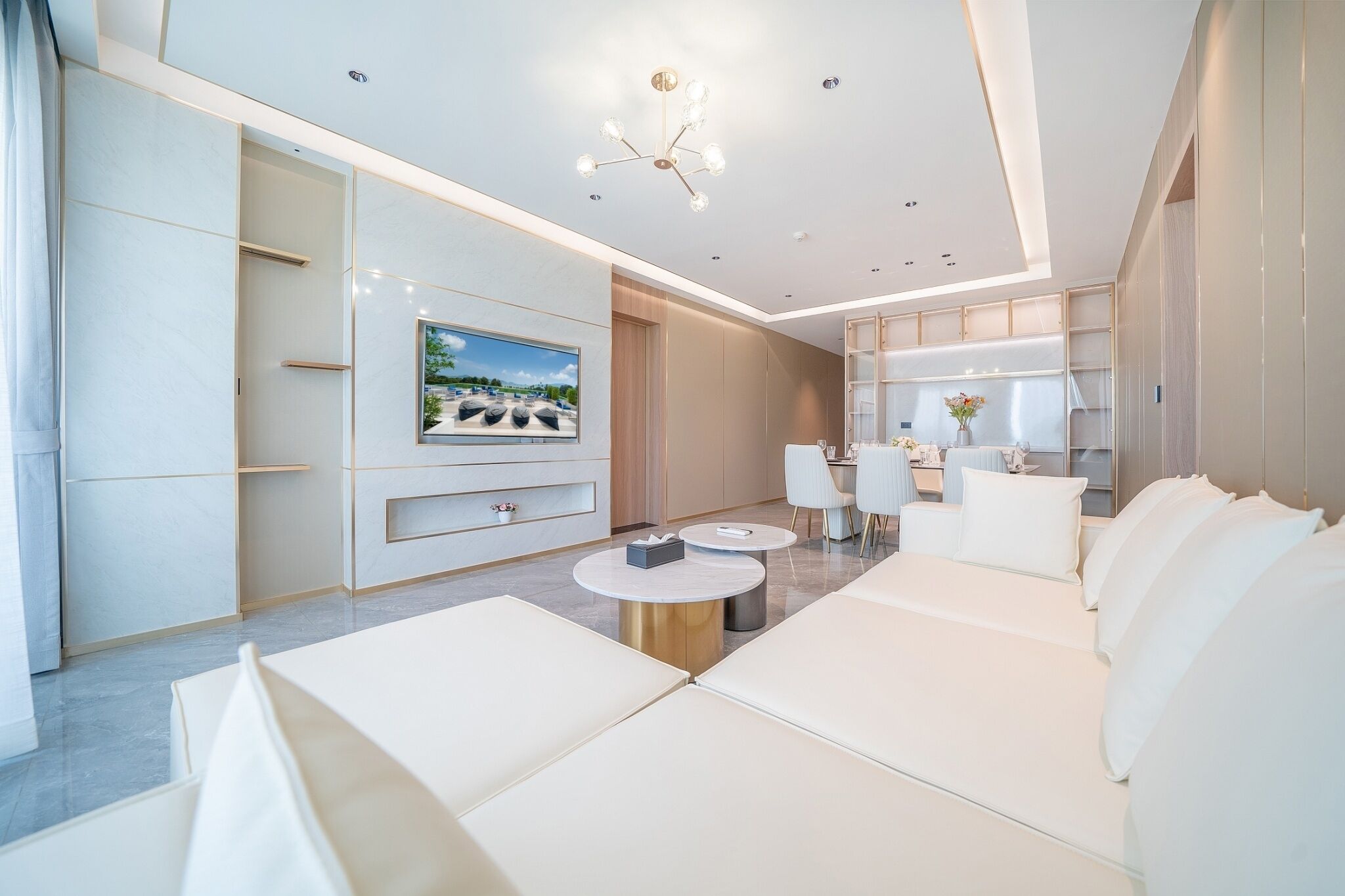 Presidential Suite, 2 Bedrooms, Balcony, Sea View | Living area | 55-inch Smart TV with digital channels