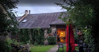 House at the foot of the puy de dôme located in the chaine des puys near Vulcania.