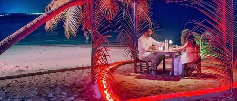 On the beach, white sand, beach towels