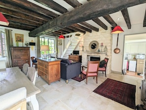 TV, fireplace