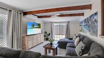 Smart TV, DVD player, books